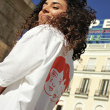 Cargar imagen en el visor de la galería, Camiseta de manga corta unisex blanca MUJER NARANJA
