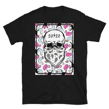 Cargar imagen en el visor de la galería, Camiseta de manga corta unisex negra CALAVERA FLAMENCA